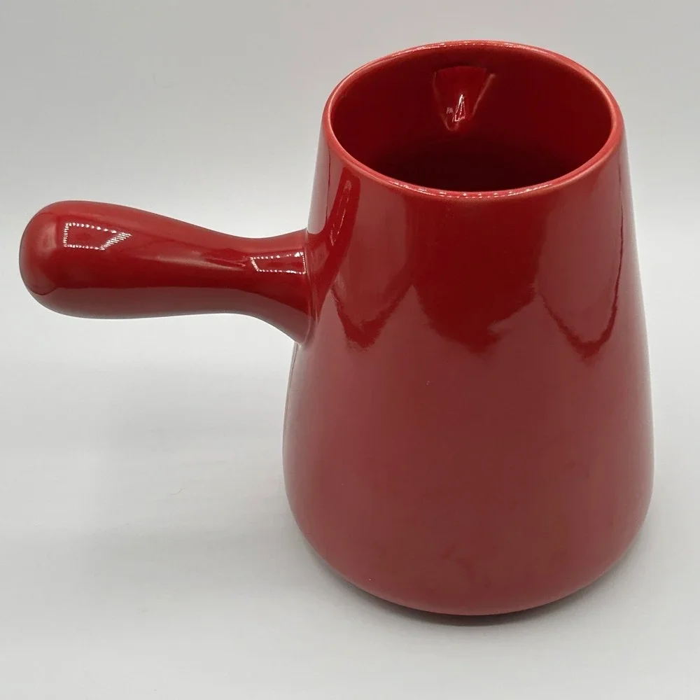 Bonjour Williams-Sonoma Red Ceramic Hot Chocolate Pot Pitcher Farmhouse Holiday